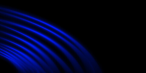 Dark abstract background with blue neon glowing lines. Abstract background, neon light, laser show,...