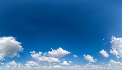 panoramic blue sky background with small white fluffy clouds high resolution panorama
