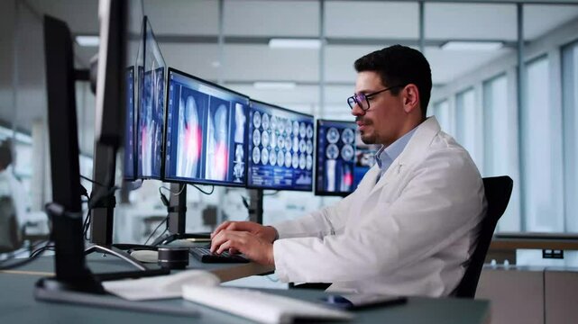 Radiologist Dentist Using X Ray Software