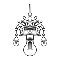 vector illustration of a vintage lamp outline 