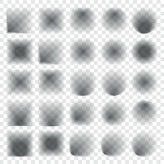 realistic soft shadows. Vector set from square to circle