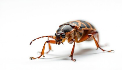 Fototapeta premium Magnified view of isolated bug against stark white, clean, pest control, specimen