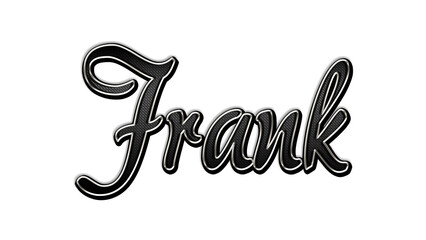 black metal 3d design of name Frank on white background.