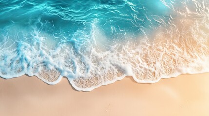 Aerial beach view ocean waves sand turquoise water summer vacation travel destination background wallpaper