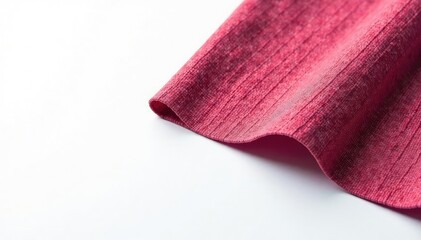 Textured fabric flap, stark white backdrop, showcasing folds and creases , close-up, craft