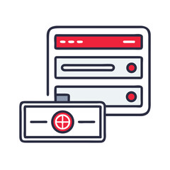 Web Server Icon with Database Representation on Transparent Background  