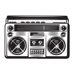 Detailed vector of a vintage radio tape, capturing nostalgic charm suitable for branding, sticker design, or themed social media content creation.

