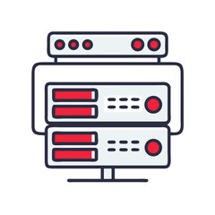 Obraz premium Web Server Icon in Flat Design with Red and White Colors 