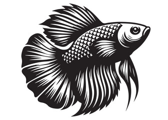 Black silhouette of fish logo vector, fish logo icon silhouette, aquarium fish logo silhouette, silhouette of fish animals vector, Jumping fish isolated on white background