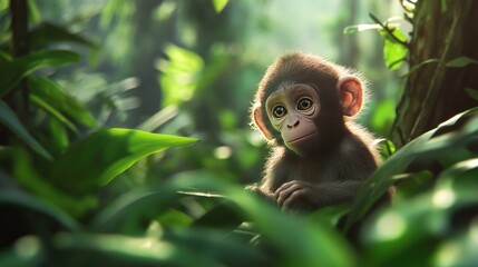 Obraz premium Little monkey in the forest