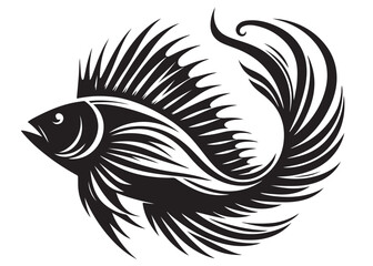 Black silhouette of fish logo vector, fish logo icon silhouette, aquarium fish logo silhouette, silhouette of fish animals vector, Jumping fish isolated on white background