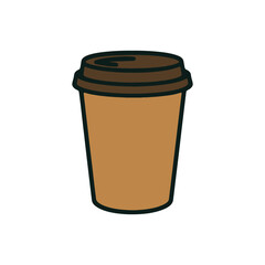 Cartoon takeaway coffee cup with lid