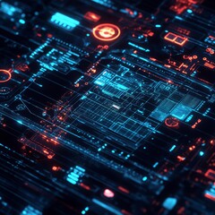 Obraz premium a cybernetic interface for global virtual conferences isolated on a minimalistic background.