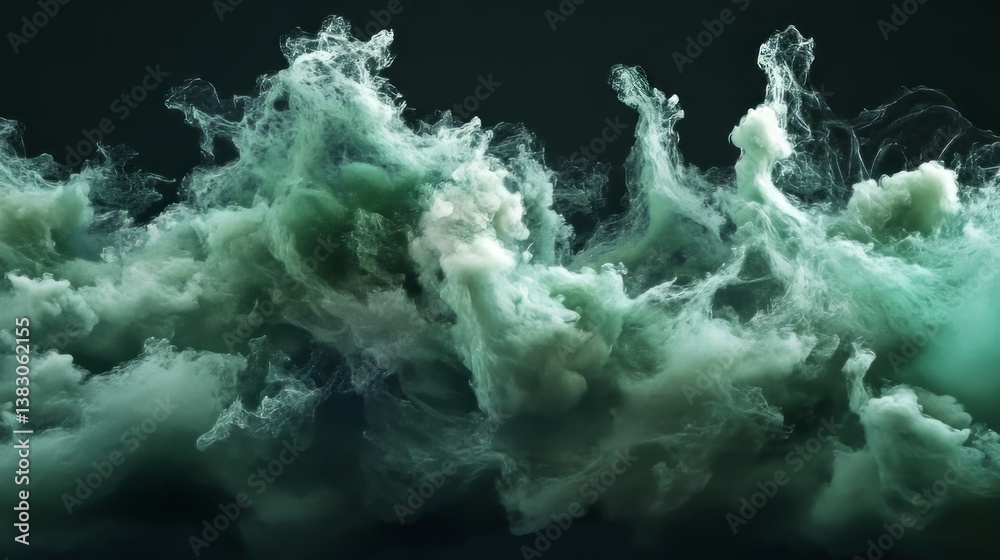 Canvas Prints vibrant green 3d abstract motion design on a dark background featuring dynamic geometric shapes, glo