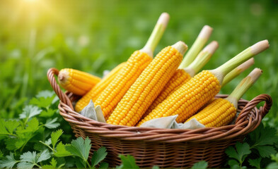 corn in basket corn on the cob day,