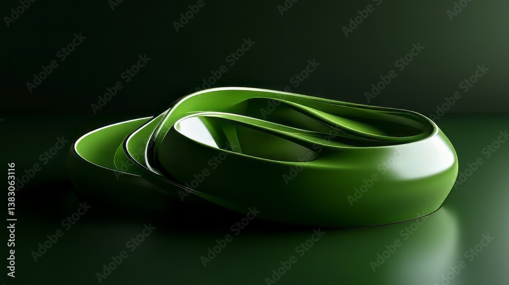 Canvas Prints vibrant green 3d abstract motion design on a dark background featuring dynamic geometric shapes, glo