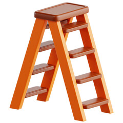 3D Icon of Ladder. Designed in a simple and realistic style, perfect for illustrating woodworking, construction, DIY projects, and professional craftsmanship.