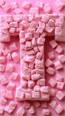 Playful Pink Marshmallow Letter T Composition on a Vibrant Background Sweet Treat Concept for Creative Design