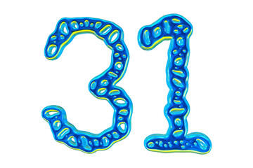 3d Blue Number 31 For Math And Business Concept