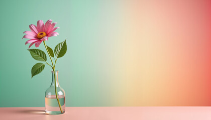 Single flower in glass vase, gradient backdrop, elegant simplicity