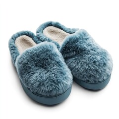 Warm and Fluffy Indoor Slippers for Women on White Background