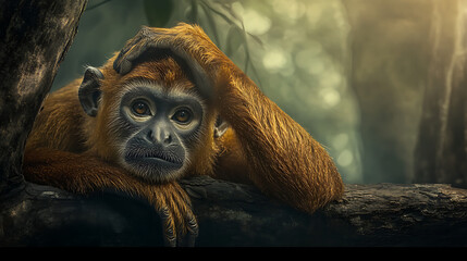 Obraz premium Golden Monkey in Tree – Majestic Wildlife Portrait