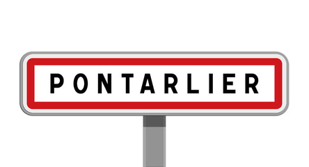 Panneau sur poteau central de Pontarlier, Doubs, Bourgogne-Franche-Comté