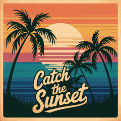 Catch the Sunset Laid-Back Retro Typography with Sunset Elements