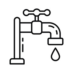 Ready to use linear style icon of ablution water tap