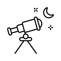 Moon telescope icon amazingly designed in outline style