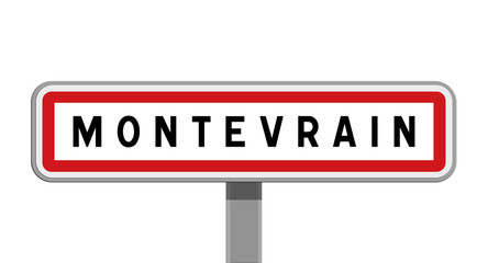 Obraz premium Panneau sur poteau central de Montévrain, Seine-et-Marne, Île-de-France