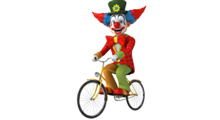 Clown Riding a Bicycle in Fun Colorful Attire for Kids' Entertainment