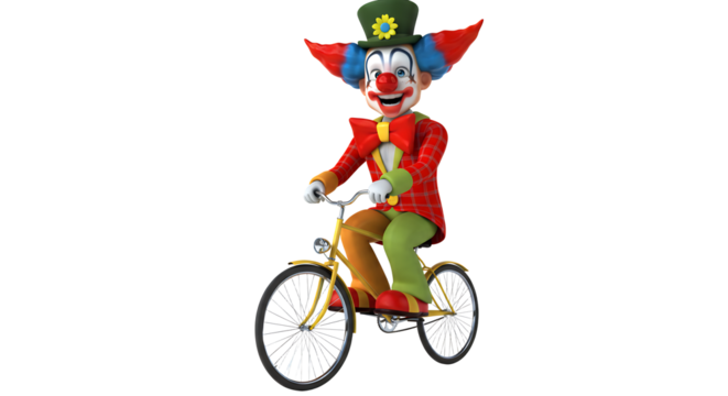 Clown Riding a Bicycle in Fun Colorful Attire for Kids' Entertainment
