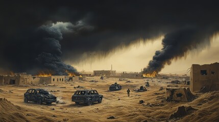 military occupy city destroyed city space for text