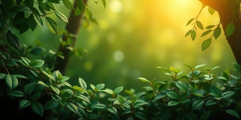 Lush Green Foliage Sunlight Nature Spring Plants Leaves Ecology Botany Greenery Garden Fresh Growth