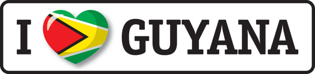 I love Guyana, guyanese flag heart representing love for Guyana