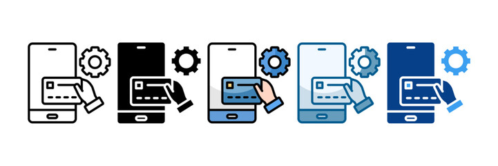 Fototapeta premium Virtual Payment Processing Icon Set Multiple Style Collection