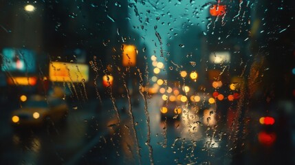 Obraz premium A macro shot of raindrops on a glass window.