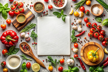 Ingredient Scattering – Ingredients artfully scattered around the main dish