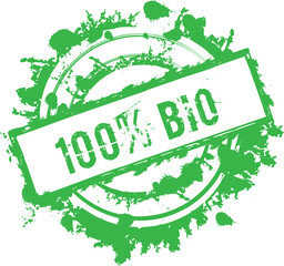 grunge vector rubber stamp with the text, green 100 percent bio notice stamp