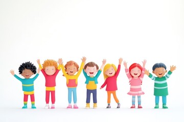 A group of children with backpacks are joyfully running down a hallway