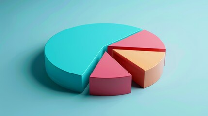 A minimalistic D pie chart with soft shadows and gradient lighting, ideal for a clean and modern infographic layout