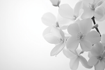 Elegant Monochrome Dogwood Blossoms Detail on Branch for Minimalist Decoration
