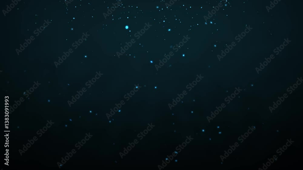Wall mural floating blue orbs falling in front of dark space background. cool seamless animation loop of moving