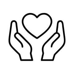 Hands holding heart vector illustration love care kindness charity and support graphic design element icon