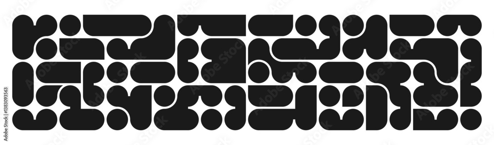 Wall mural background with black liquid connected circle dots.metaballs pattern on white. abstract geometric sh