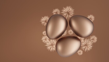 Happy Easter background in trendy chocolate colors