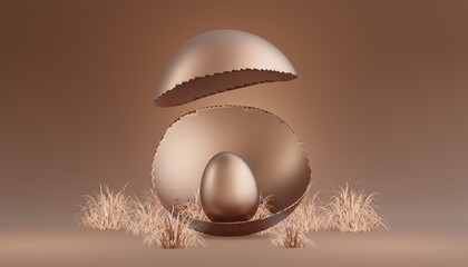 Happy Easter background in trendy chocolate colors