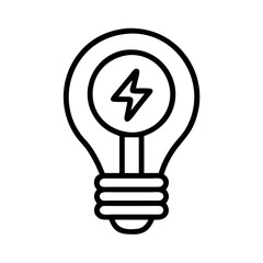 Fototapeta premium Light bulb with lightning bolt icon vector illustration for energy innovation and idea generation concept