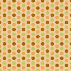 Polka dots design, Brown background, seamless repeat colorful dots pattern, gift wrap paper